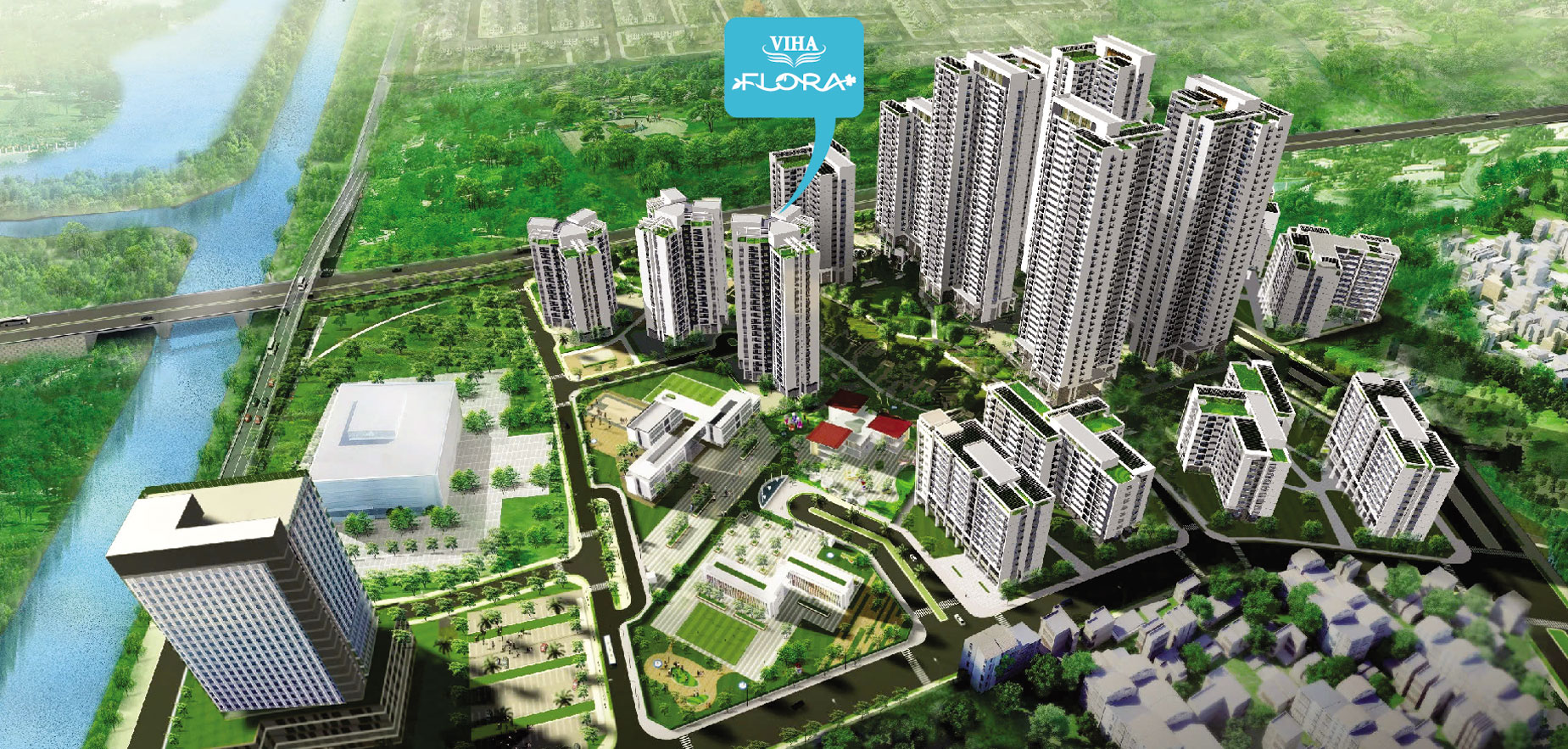 Ảnh tổng quan toàn cảnh vị trí dự án chung cư Viha Flora