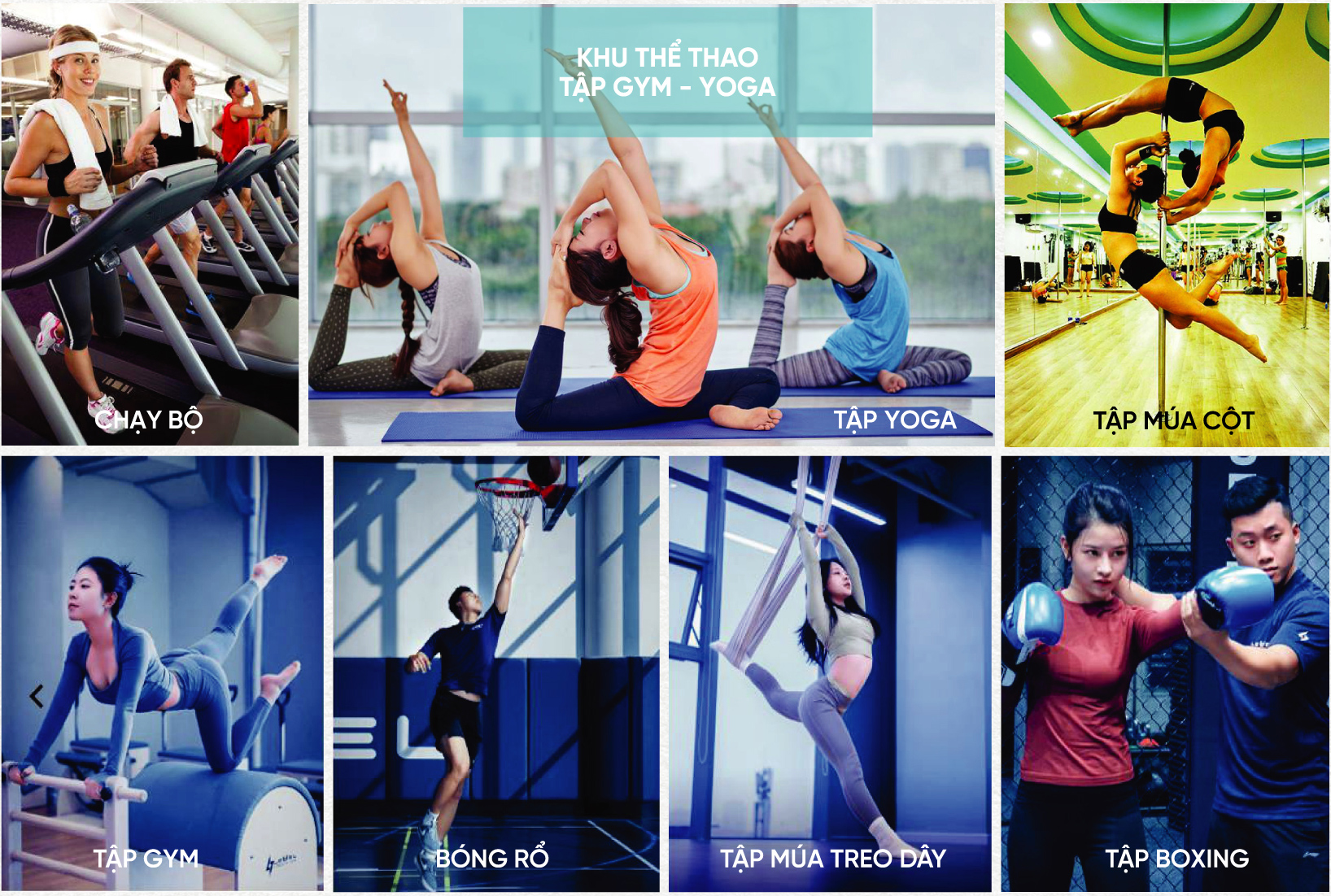 Khu thể thao tổng hợp gym yoga tại chung cư Viha Flora