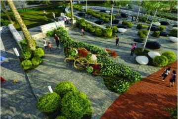 Vườn đ&aacute; tiện &iacute;ch tại c&ocirc;ng vi&ecirc;n 6 gi&aacute;c quan chung cư Viha Flora